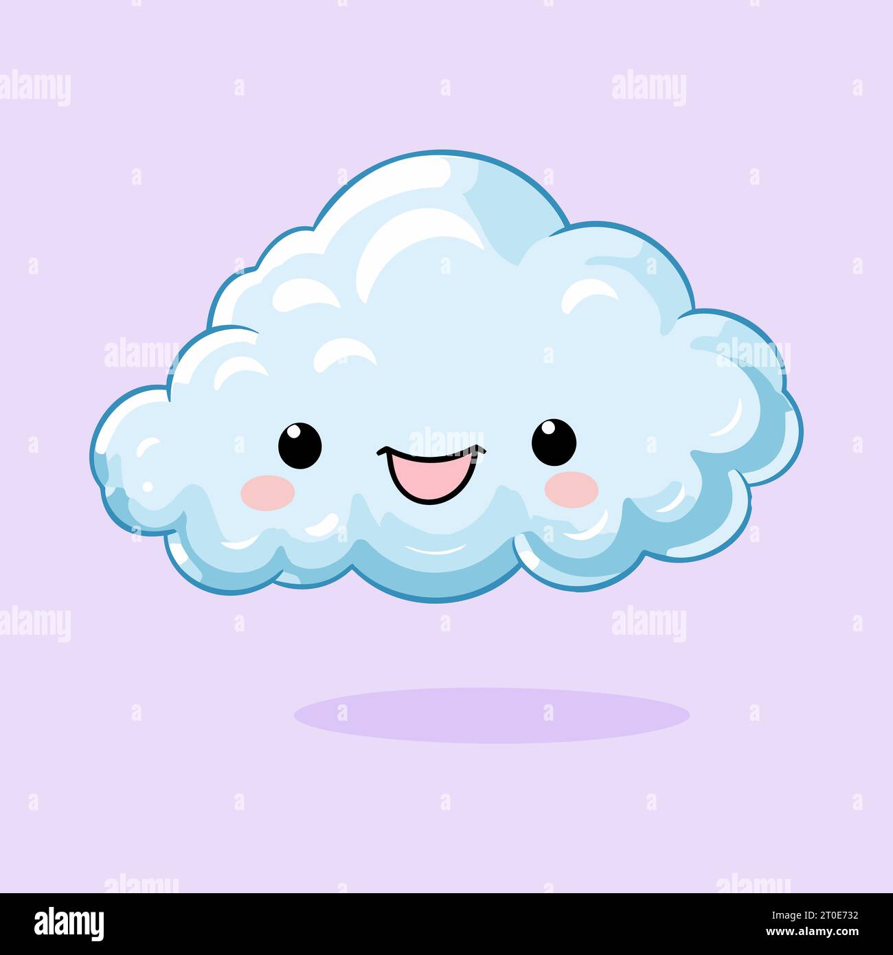 Affascinante Kawaii Cloud Clipart - adorabile illustrazione del tempo Illustrazione Vettoriale