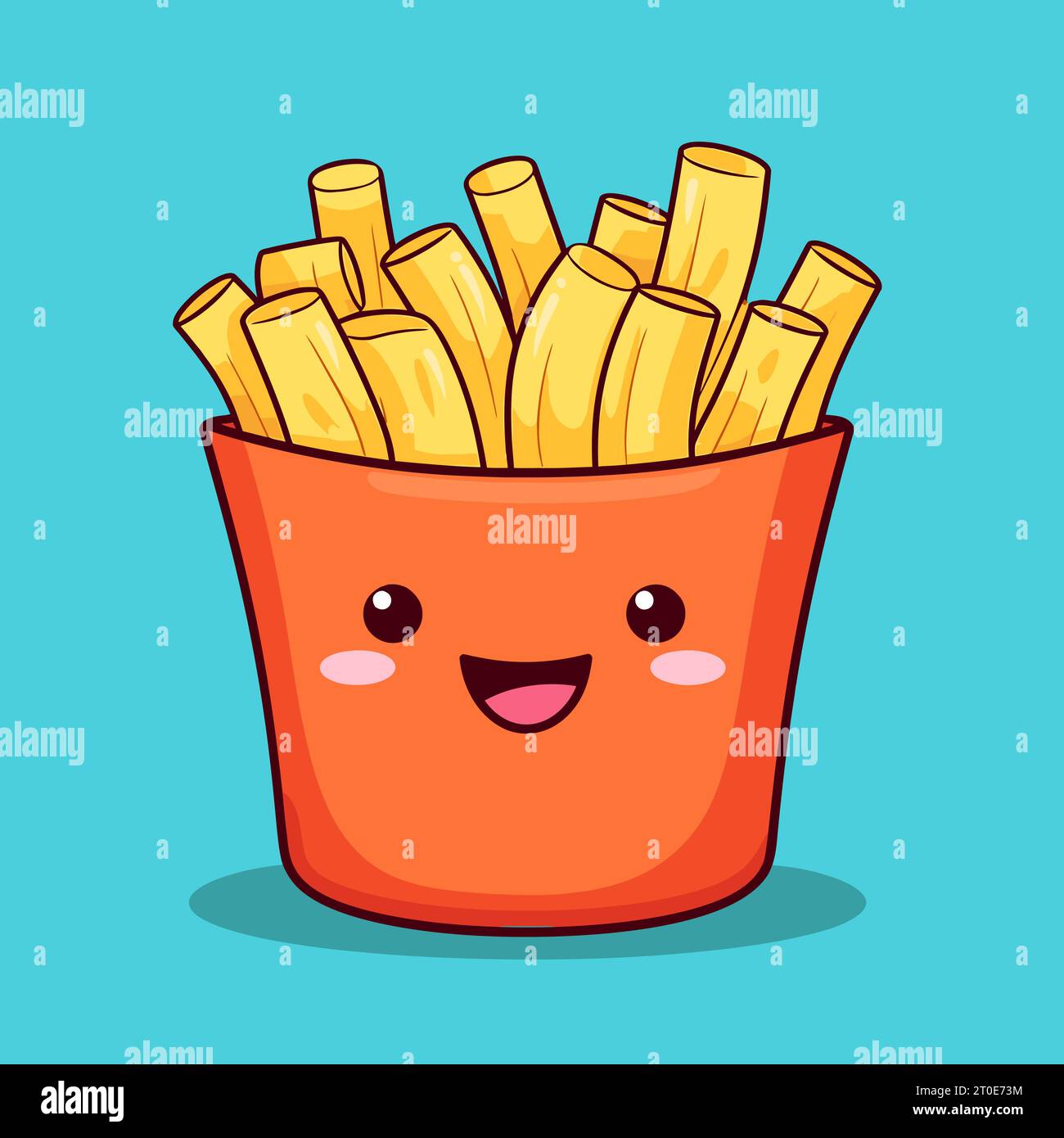 Kawaii French Fries Clipart - adorabile illustrazione di fast food Illustrazione Vettoriale