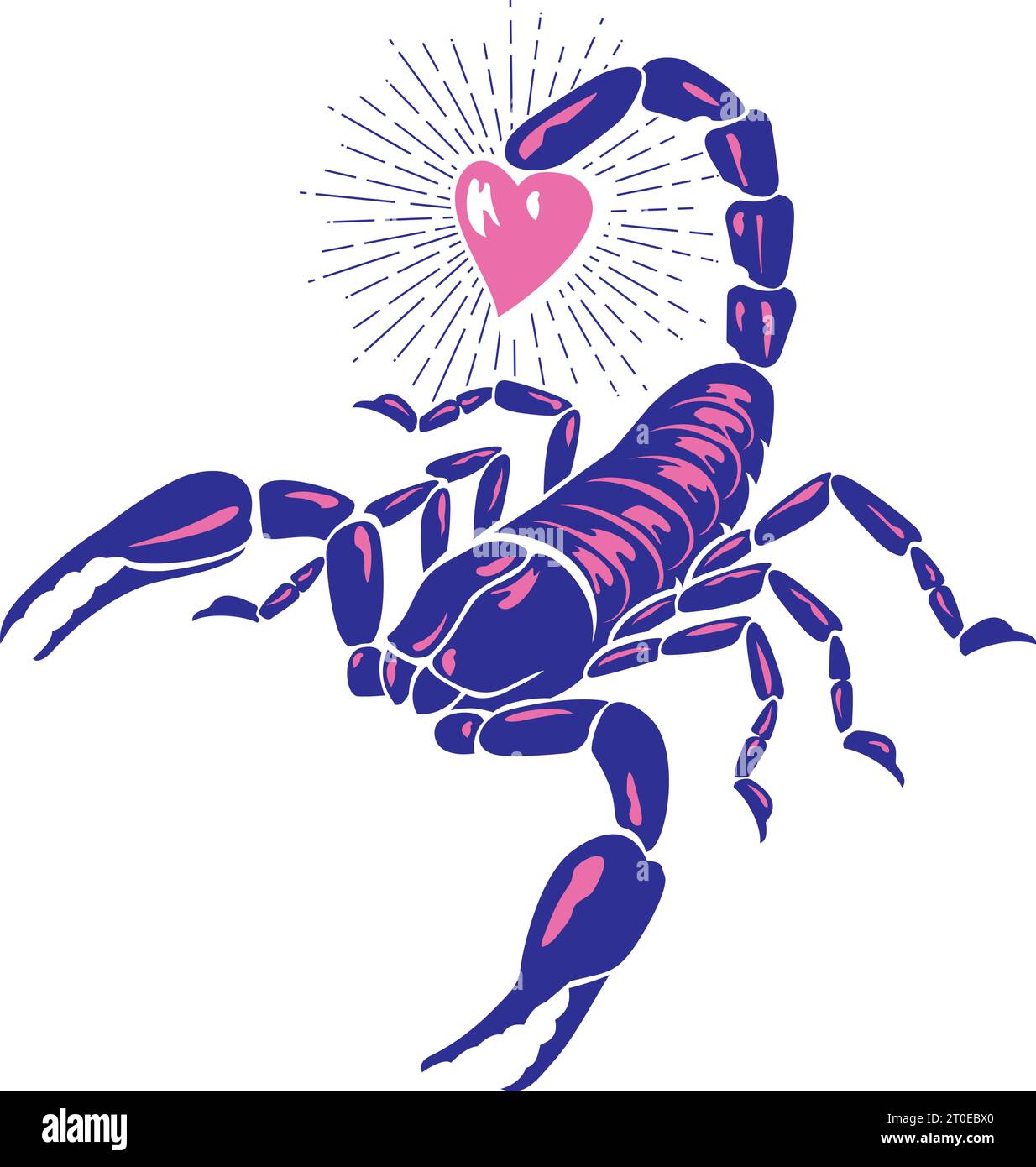 Animale Scorpion con colore del cuore. Illustrazione vettoriale. Illustrazione Vettoriale