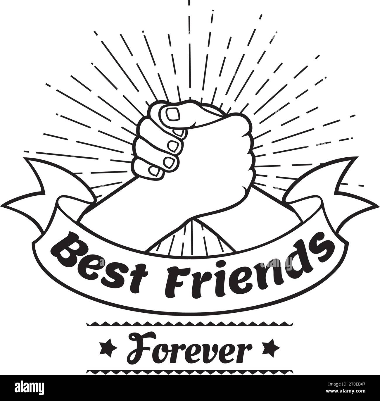 Migliori amici per sempre. Design che scuote le mani. Illustrazione vettoriale. Illustrazione Vettoriale