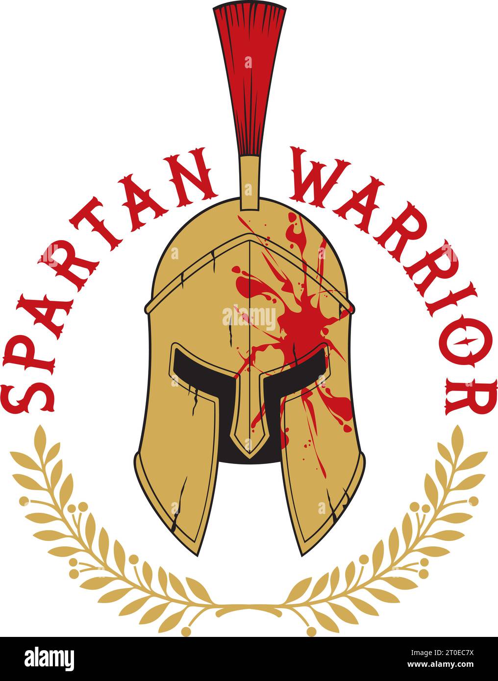 Antico casco spartano (Guerriero) e colore della corona di alloro. Illustrazione vettoriale. Illustrazione Vettoriale