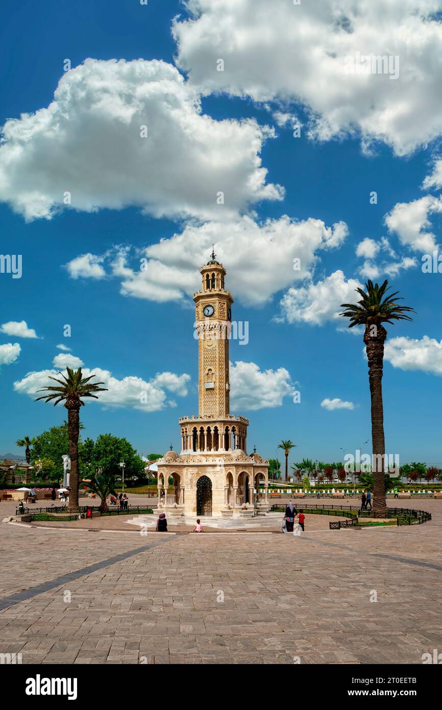 Torre dell'orologio nel centro di Smirne, Turchia Foto Stock