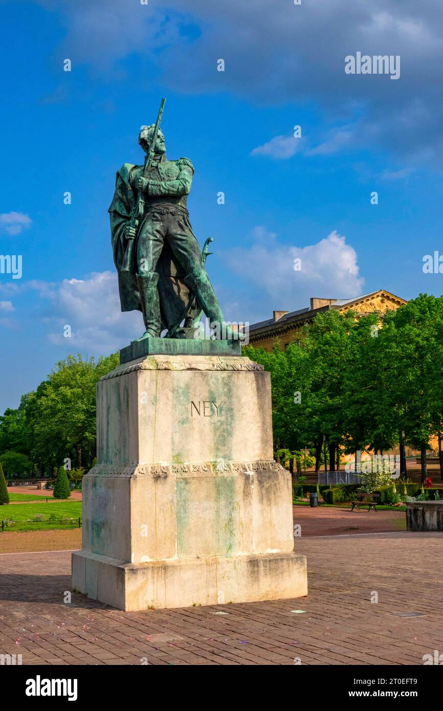 Statua del maresciallo Ney a Jardin de lÈsplanade, Metz, Valle della Mosella, Mosella, Mosella, Grand Est, Alsazia-Champagne-Ardenne-Lorena, Francia Foto Stock