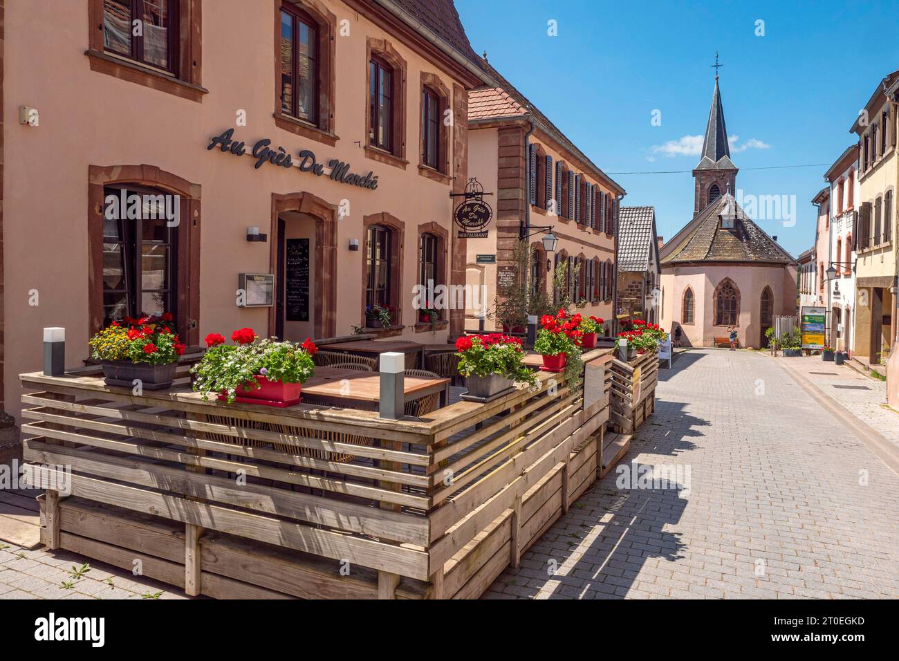 Rue du Chateau, la Petite-Pierre, Bas-Rhin Department, Alsazia, Grand Est, Francia Foto Stock