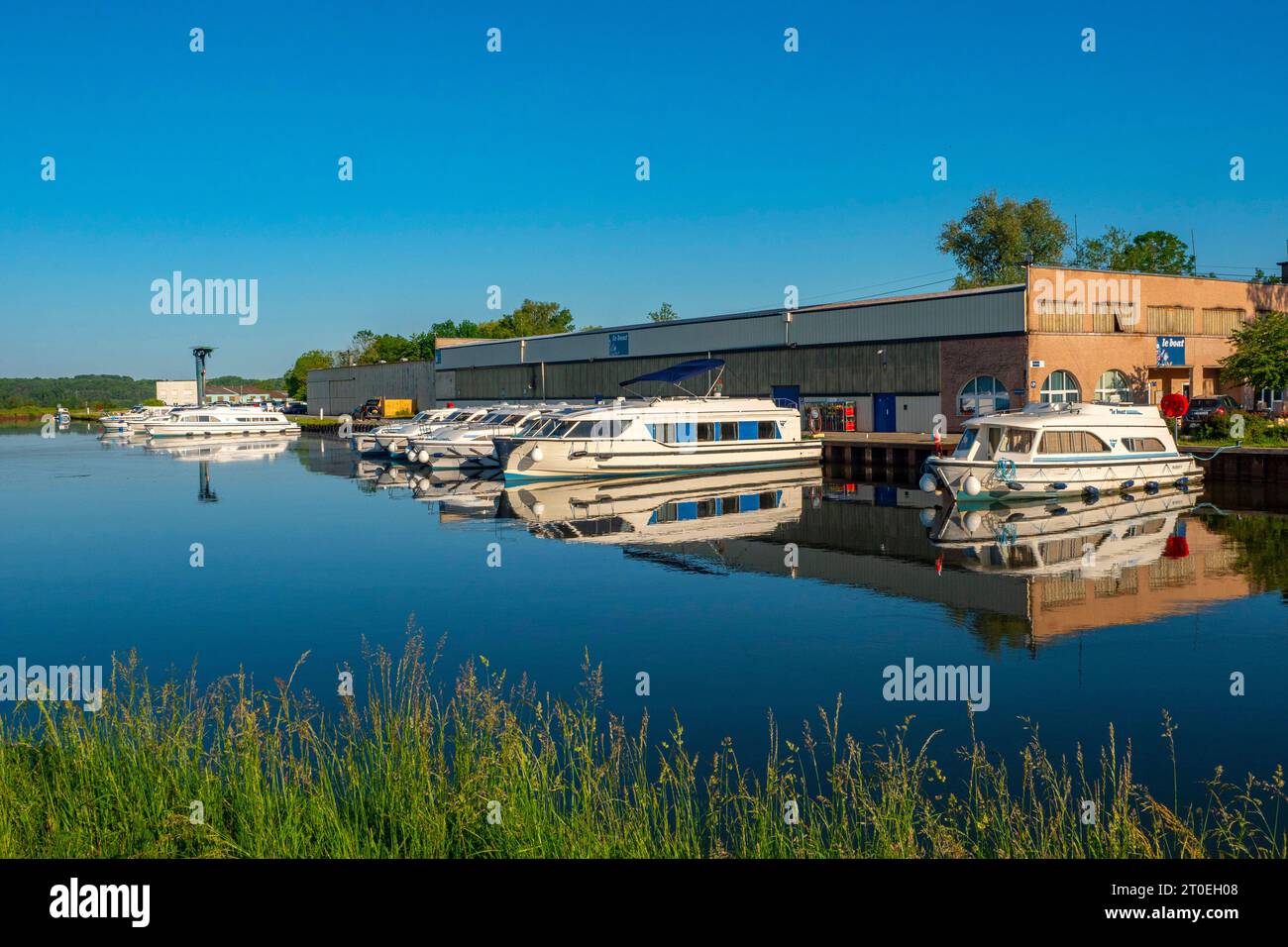 Le Boat Hesse in Assia sul canale Reno-Marna, dipartimento della Mosella, Grand Est, Francia Foto Stock