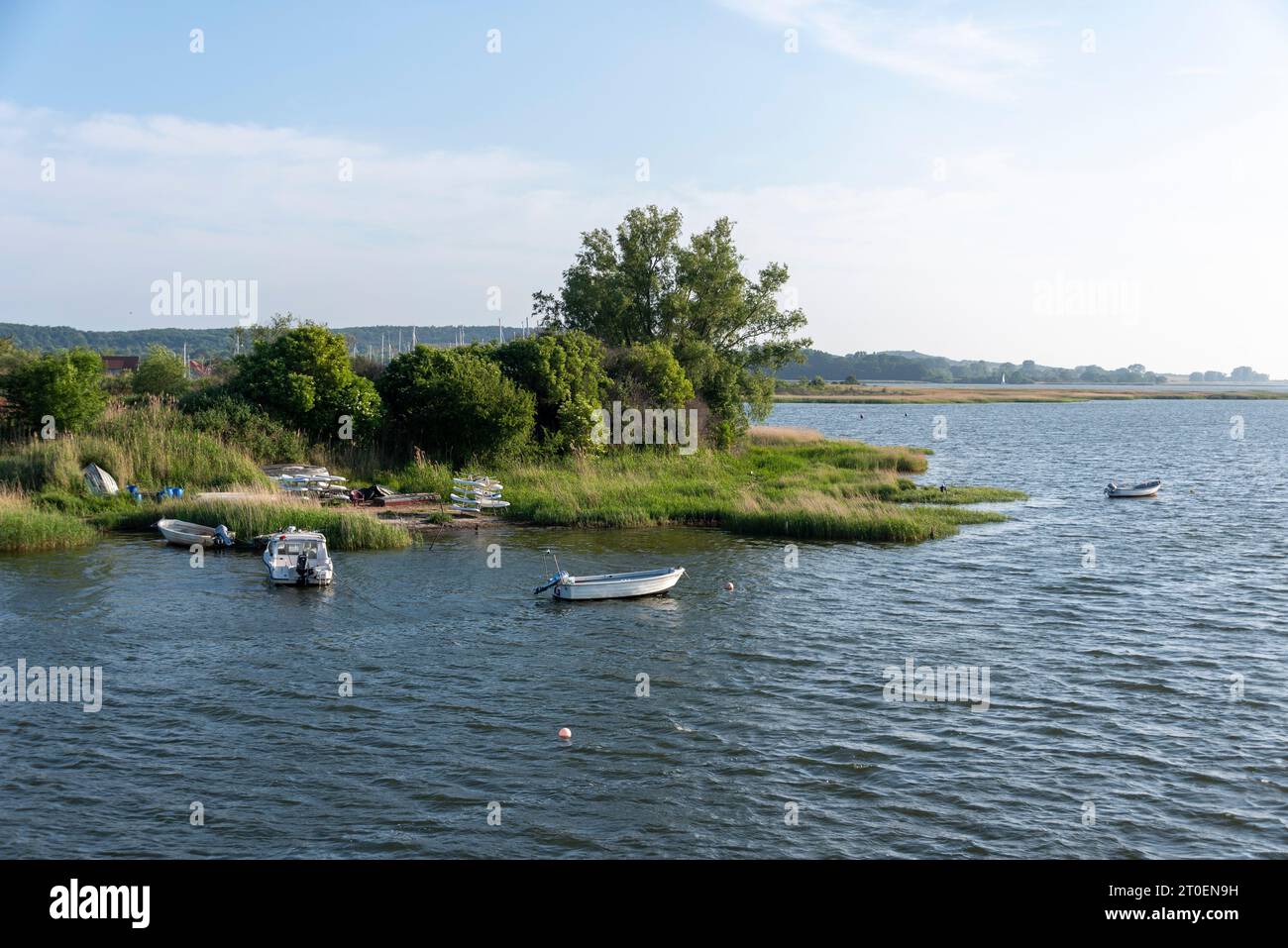 Piccole imbarcazioni, porto di Vitte, isola di Hiddensee, Meclemburgo-Pomerania occidentale, Germania Foto Stock