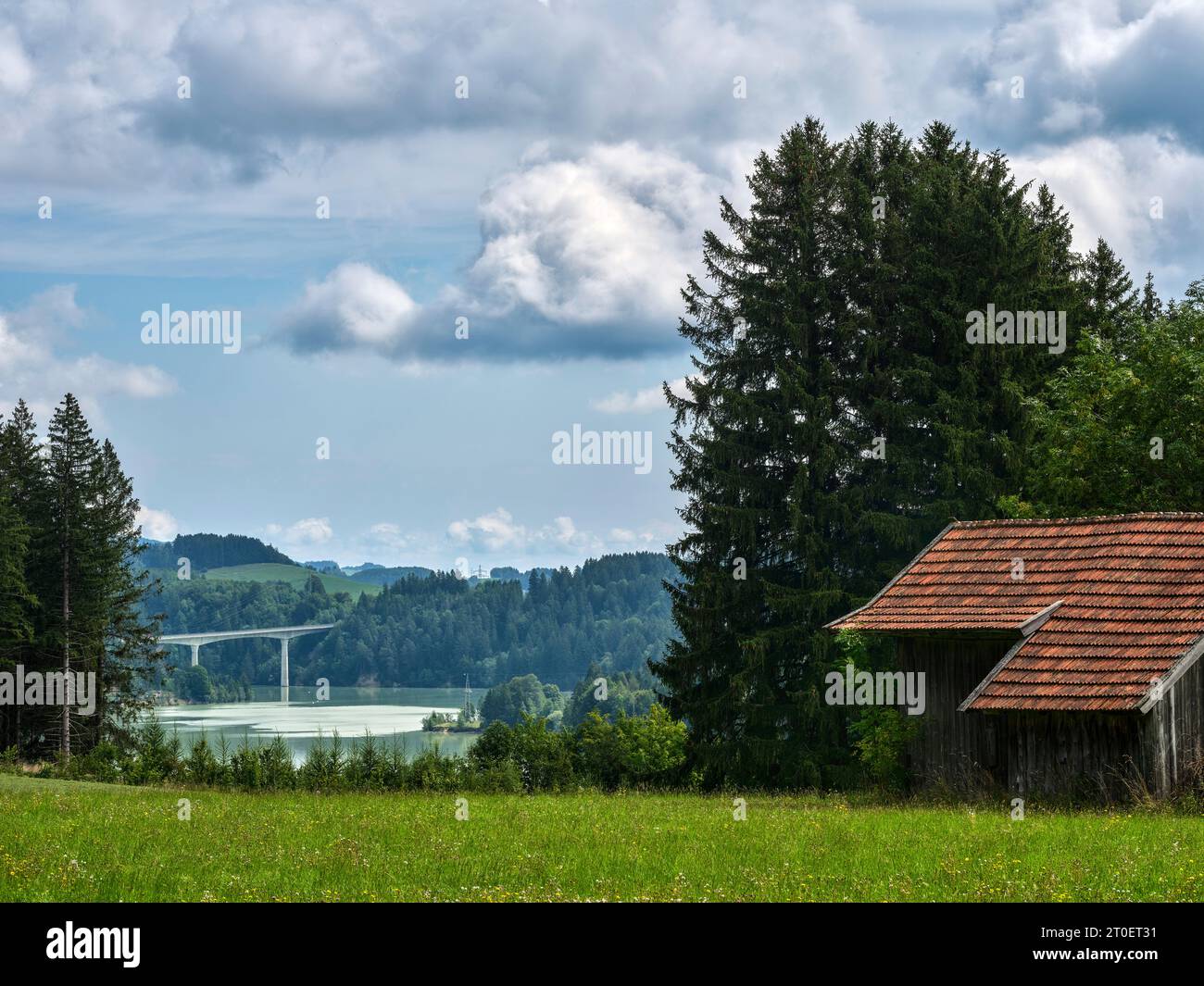 Nel paesaggio morenico sopra il bacino idrico di Schongau Lech, a sud di Schongau Foto Stock
