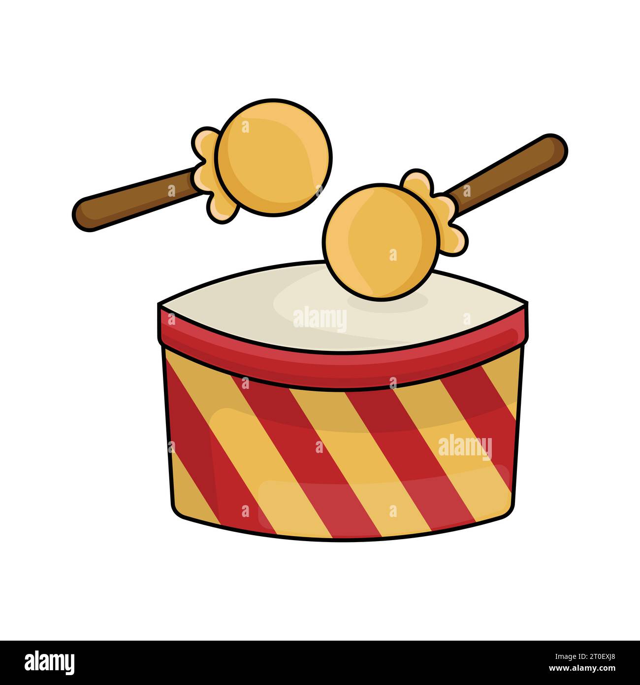 Cartoon Circus Drum e Drumsticks design vettoriale per intrattenimento e divertenti illustrazioni Illustrazione Vettoriale