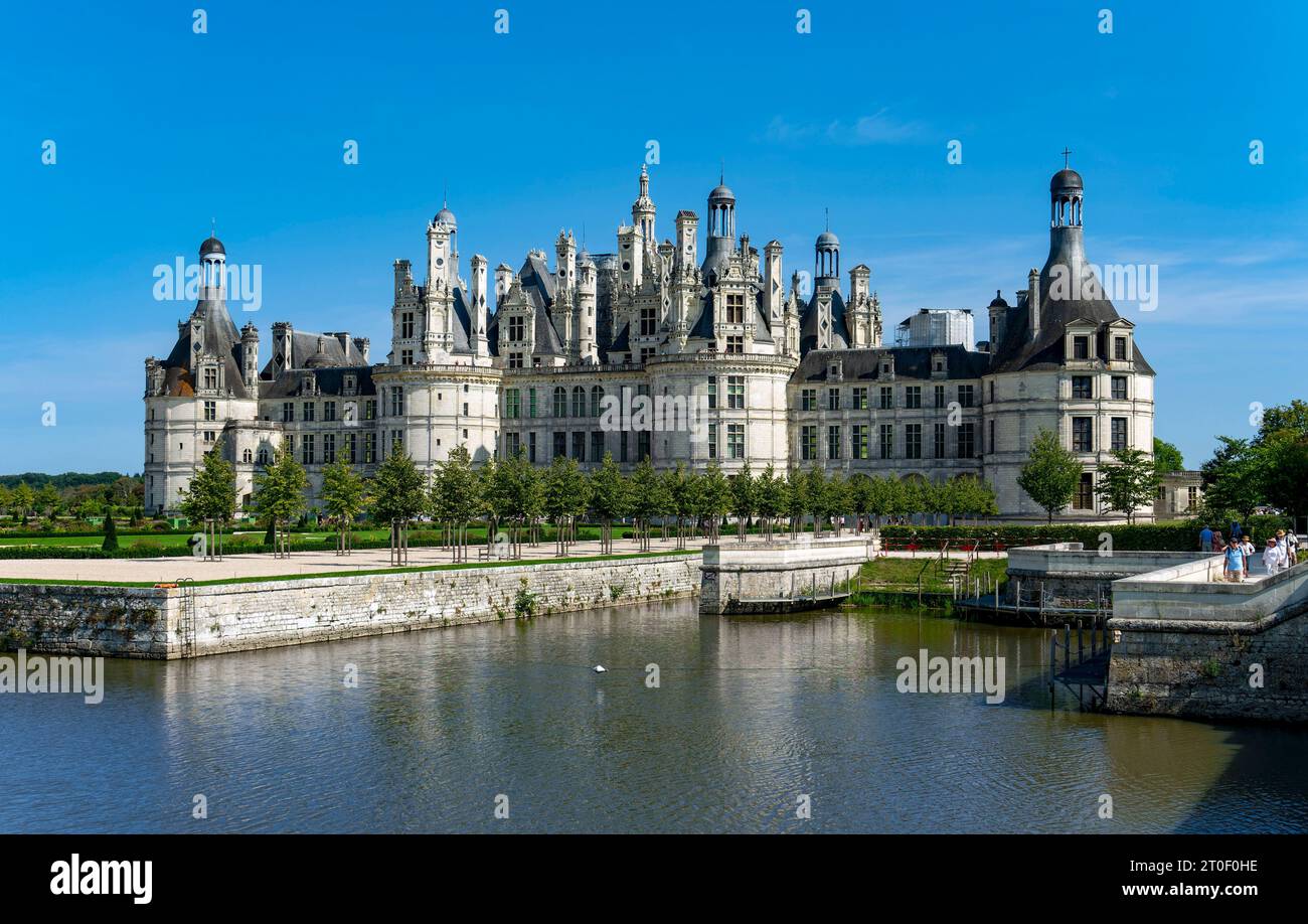 Il castello di Chambord è il più grande e magnifico dei castelli della Valle della Loira. Foto Stock