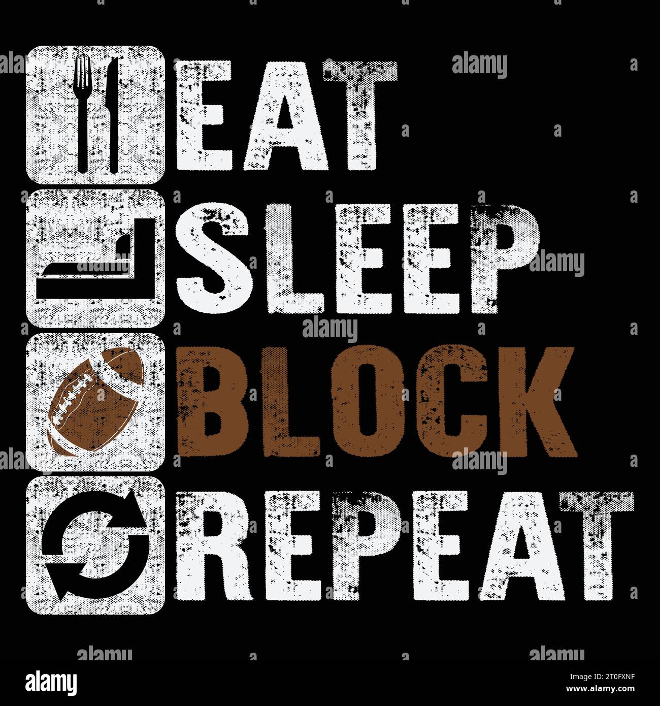 T-shirt regalo Eat Sleep Block Repeat Football Offensive Lineman Illustrazione Vettoriale