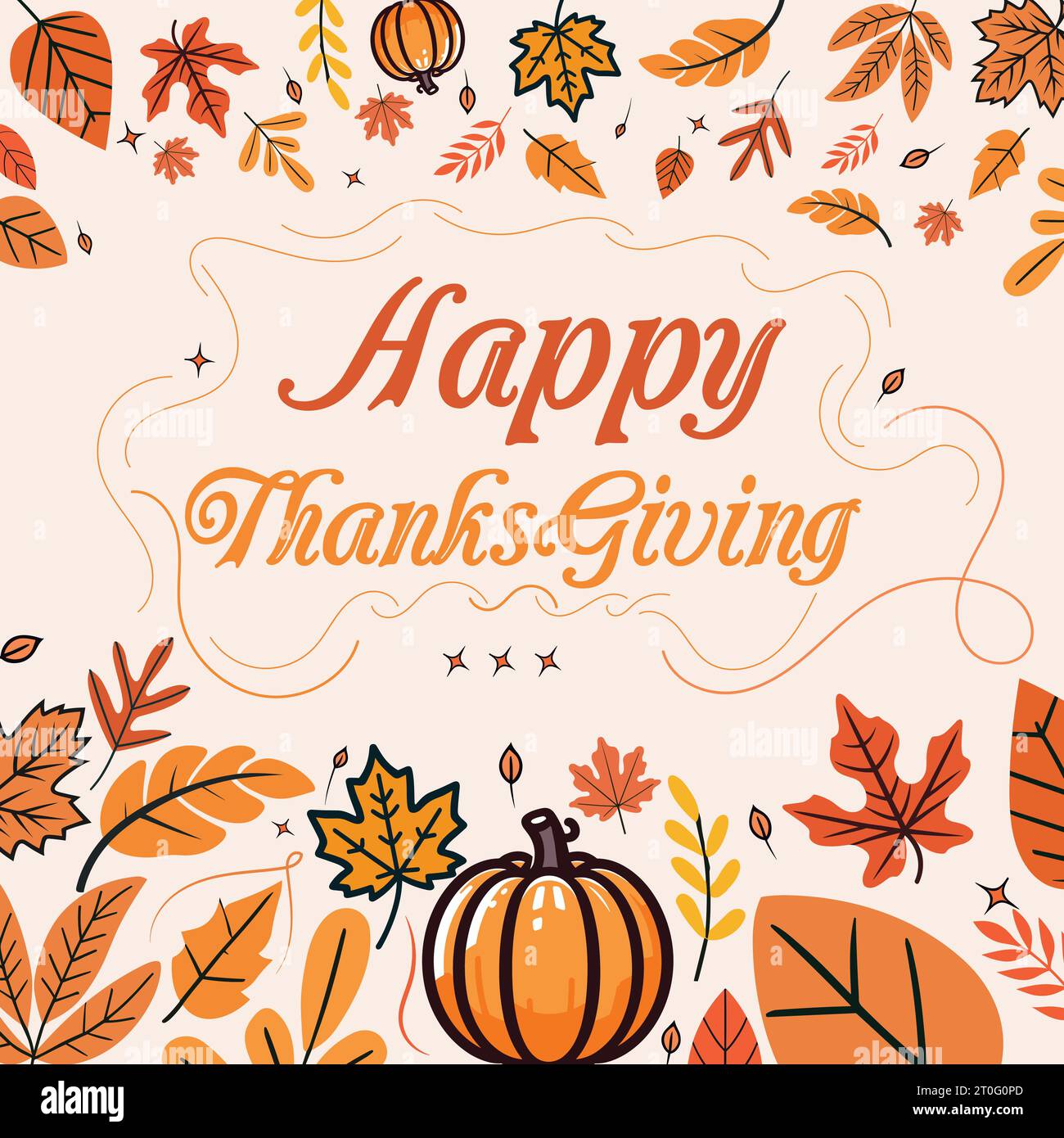 Modello Vector per il felice Ringraziamento per l'autunno Illustrazione Vettoriale