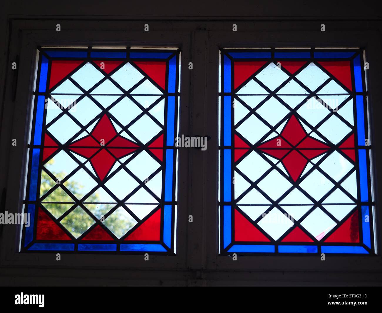 Vetrate colorate del Castello di Penkun, Germania Foto Stock