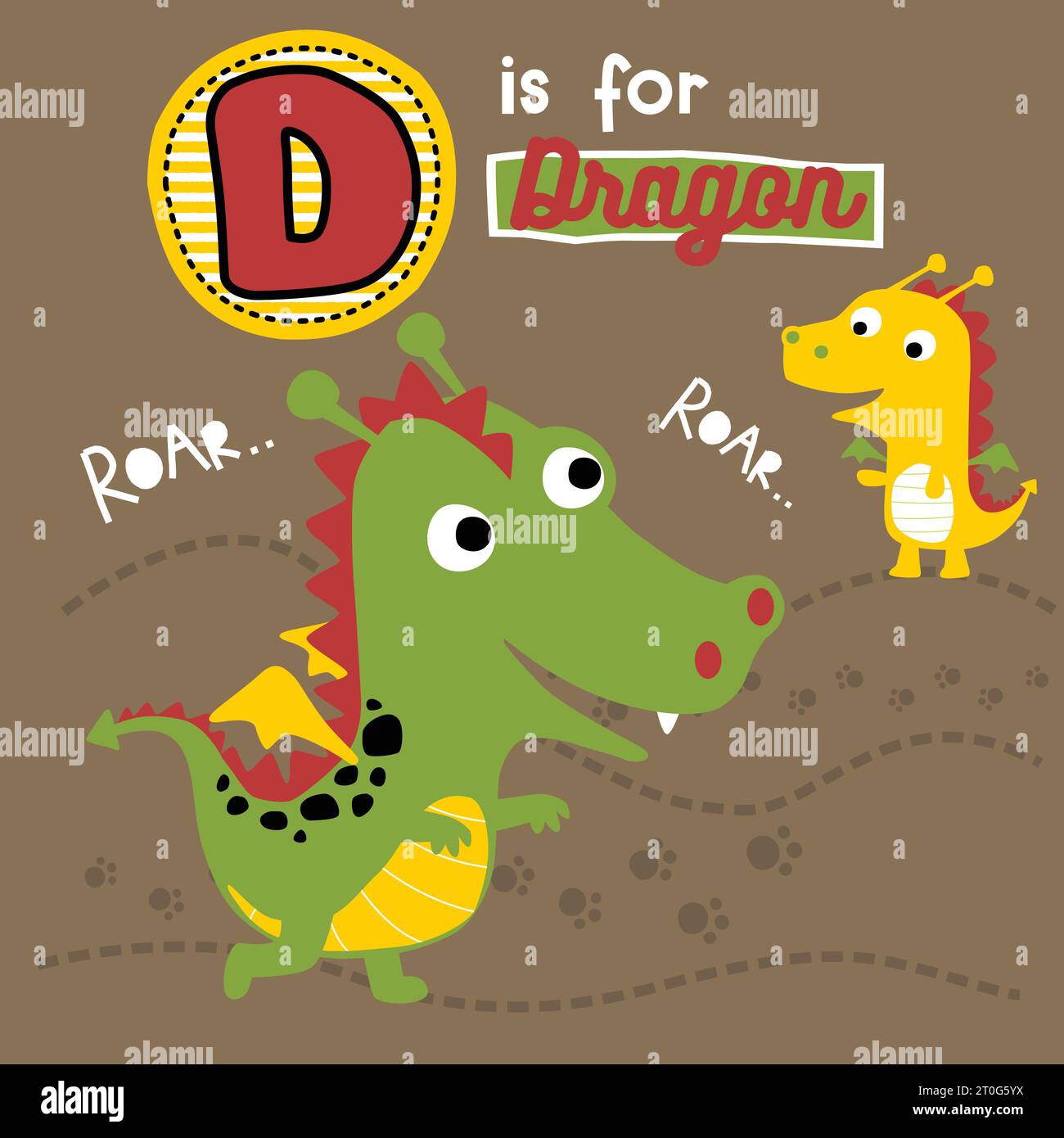 stanno giocando due draghi divertenti, illustrazioni di cartoni animati vettoriali Illustrazione Vettoriale