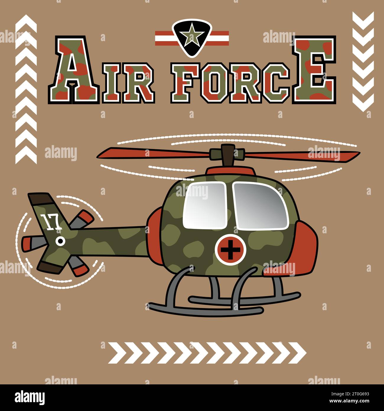 elicottero militare, illustrazione di cartoni animati vettoriali Illustrazione Vettoriale