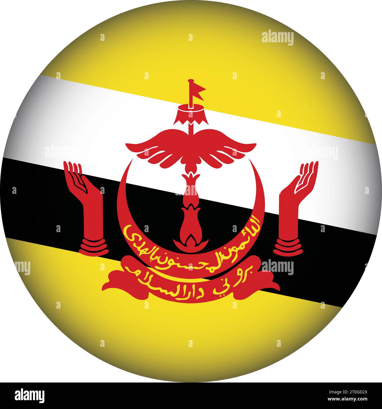 Bandiera Brunei forma rotonda Illustrazione Vettoriale