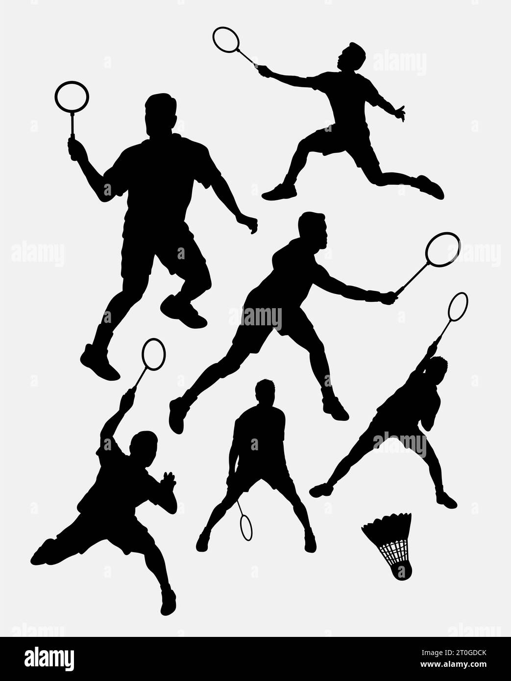 Silhouette da allenamento sportiva per i giocatori di badminton Illustrazione Vettoriale