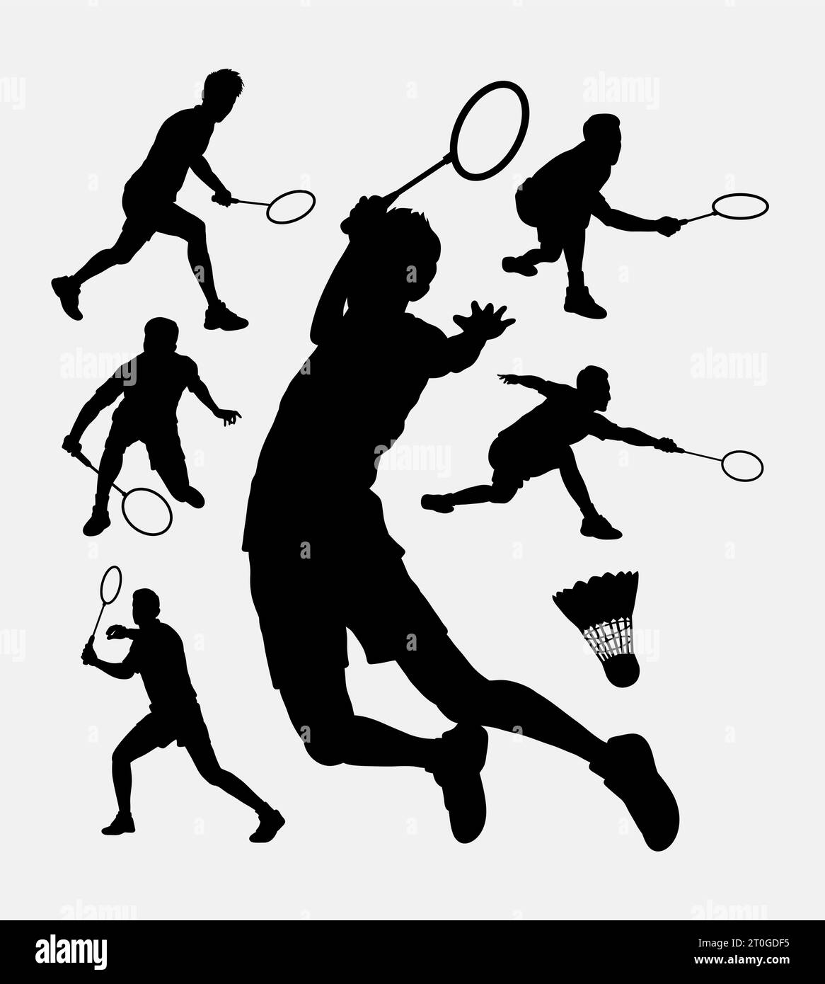 silhouette da badminton per i giocatori sportivi Illustrazione Vettoriale