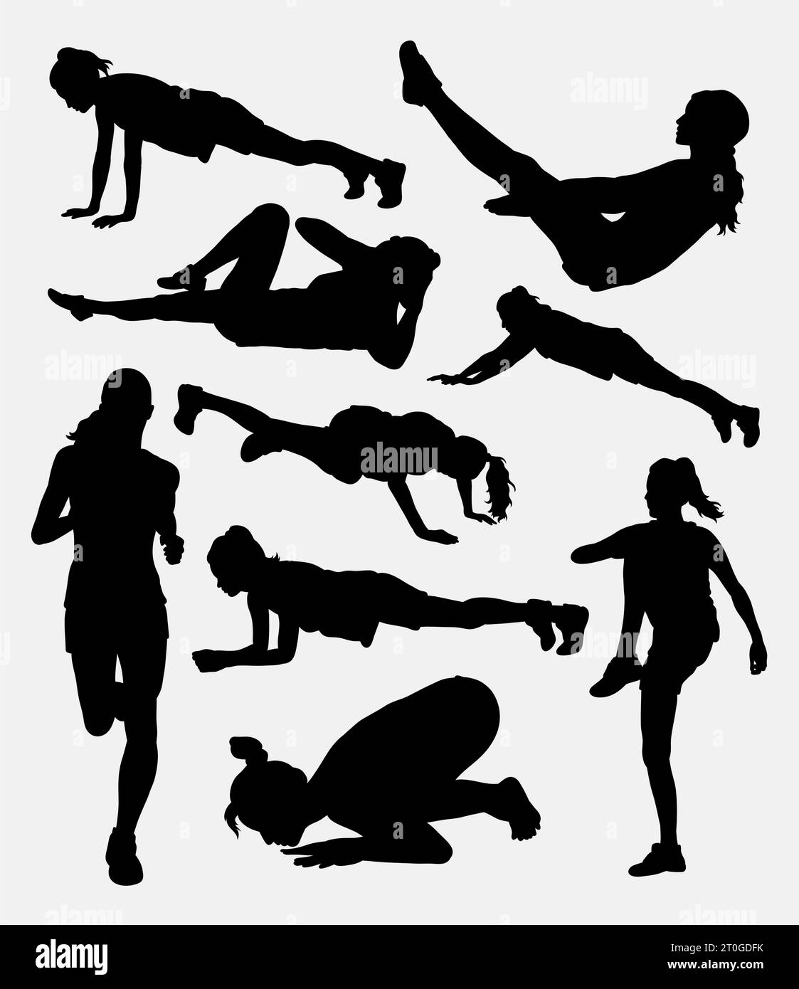 silhouette da training sportiva femminile Illustrazione Vettoriale