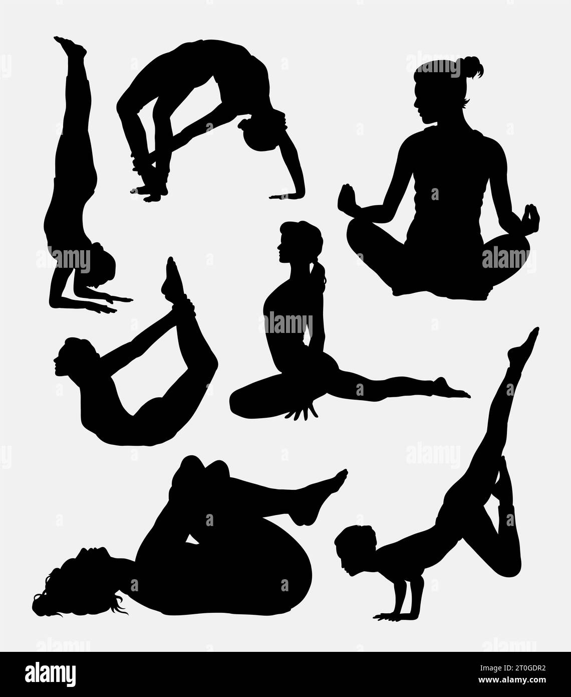 yoga sport e salute silhouette Illustrazione Vettoriale
