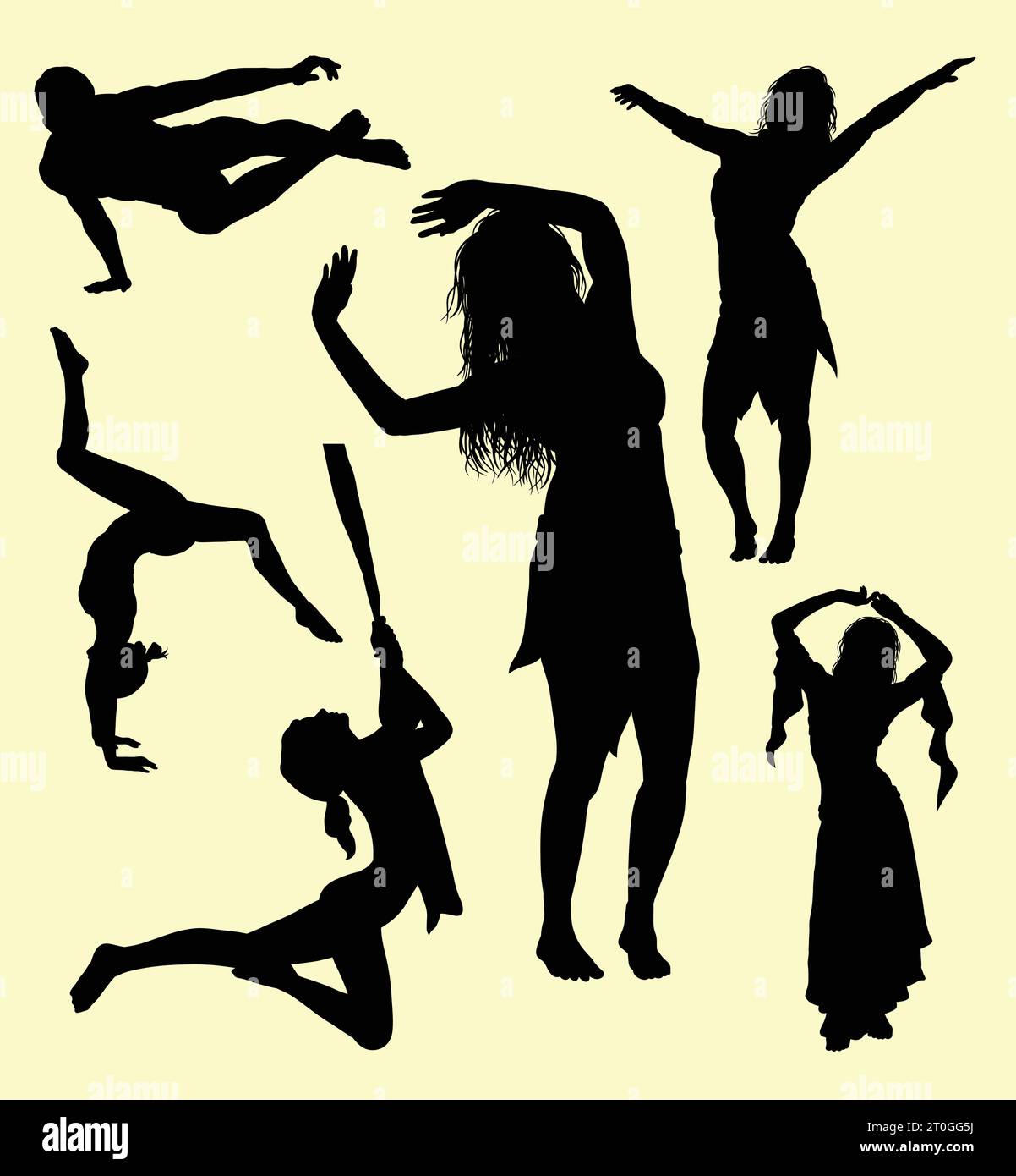 silhouette ballerina maschile e femminile Illustrazione Vettoriale