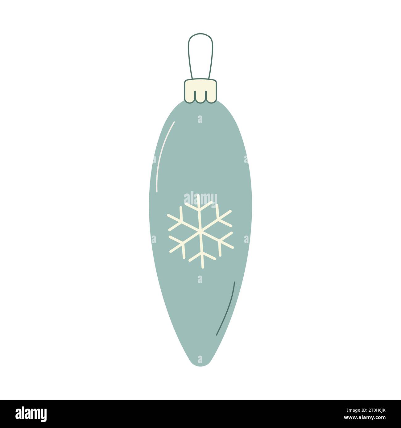 Giocattolo dell'albero di Natale con un fiocco di neve, a forma di icicle. Sfondo bianco illustrazione vettoriale Illustrazione Vettoriale