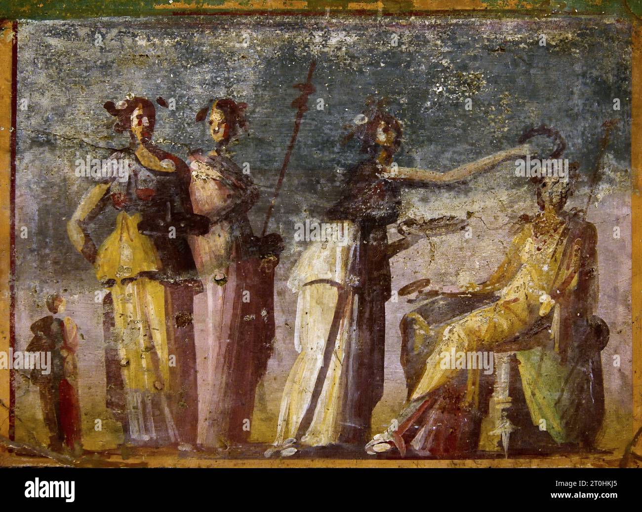 Nymphae o Bacco Rito fresco Pompei città romana si trova vicino a Napoli, nella regione Campania. Pompei fu sepolta sotto 4-6 m di cenere vulcanica e pomice nell'eruzione del Vesuvio nel 79 d.C. Italia Foto Stock