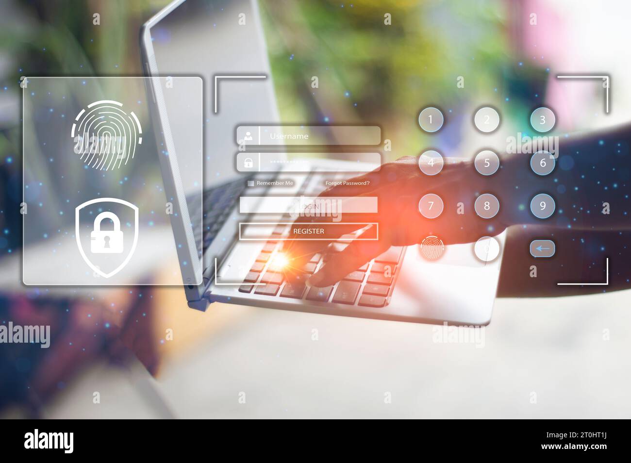 Concetto di accesso al sistema per proteggere la sicurezza e raccogliere i dati degli utenti Foto Stock