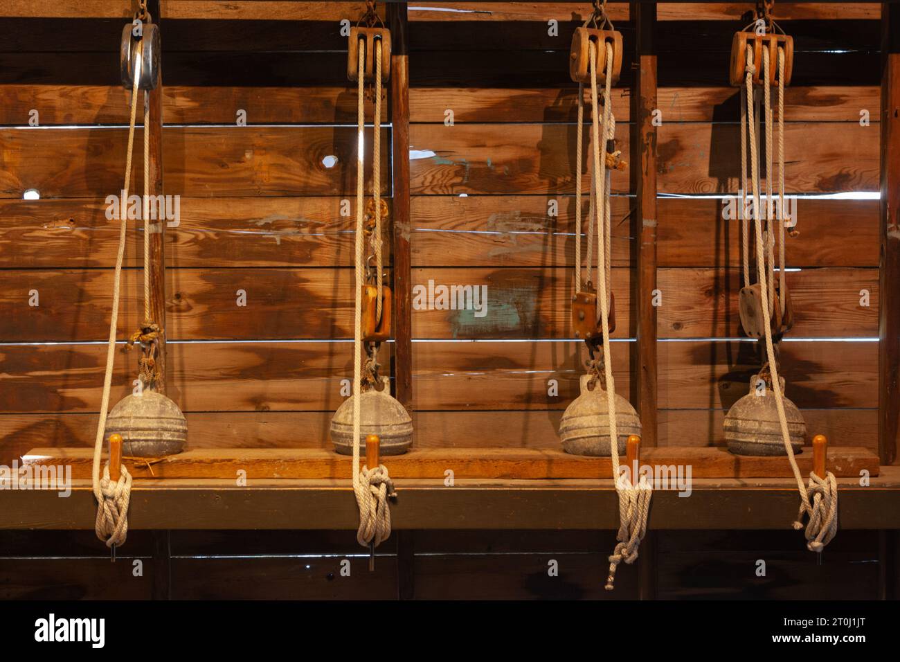 Dimostrazione di vantaggio meccanico nella storica nave Britannia Yard steveston British Columbia Canada Foto Stock