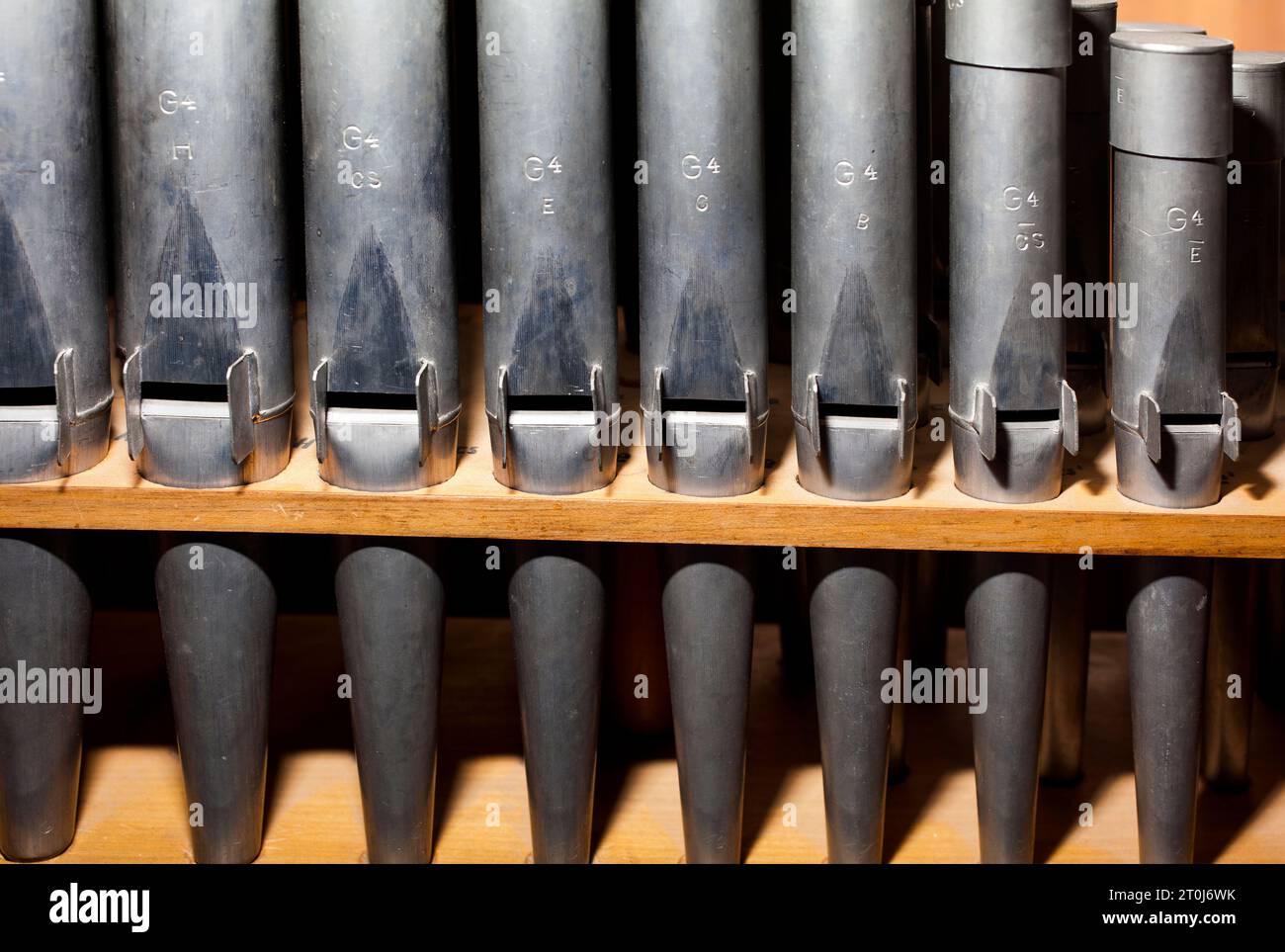 Dettaglio di un organo portativo, Organ Museum Borgentreich, distretto di Höxter, Renania settentrionale-Vestfalia, Germania, Europa Foto Stock