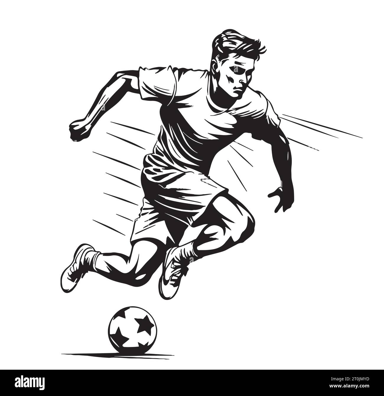 Schizzo del giocatore di calcio disegnato a mano Vector Sports Illustrazione Vettoriale