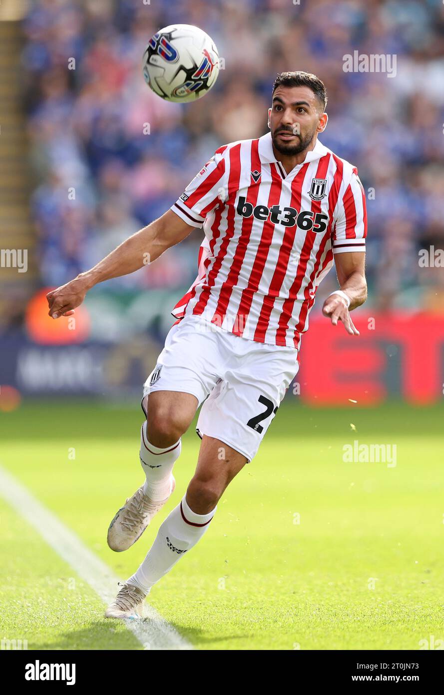 Mehdi Leris di Stoke City durante la partita del campionato Sky Bet al King Power Stadium di Leicester. Data immagine: Sabato 7 ottobre 2023. Foto Stock