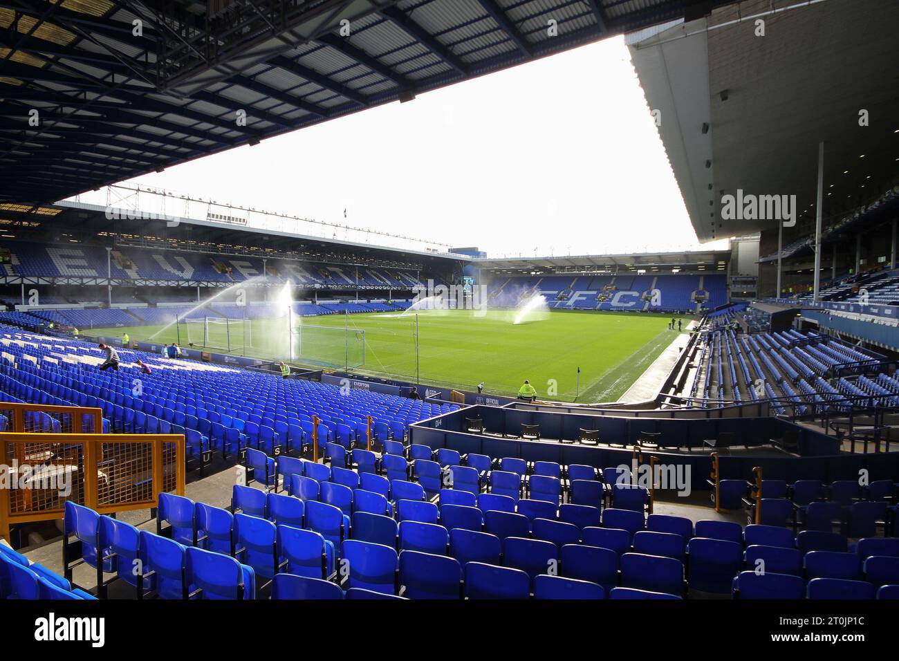 Everton, Regno Unito. 7 ottobre 2023. Vista generale all'interno dello stadio Goodison Park. Partita di Premier League, Everton contro AFC Bournemouth al Goodison Park di Liverpool sabato 7 ottobre 2023. Questa immagine può essere utilizzata solo per scopi editoriali. Solo per uso editoriale, foto di Chris Stading/Andrew Orchard fotografia sportiva/Alamy Live news credito: Andrew Orchard fotografia sportiva/Alamy Live News Foto Stock