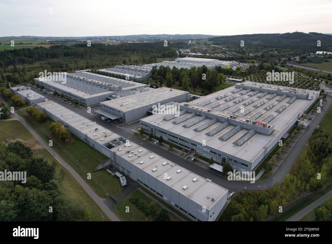 Jihlava, repubblica Ceca - 12 settembre 2023: Logo di BOSCH diesel Jihlava, stabilimento di produzione per iniettori common rail, fabbrica Pavov, repubblica Ceca Foto Stock