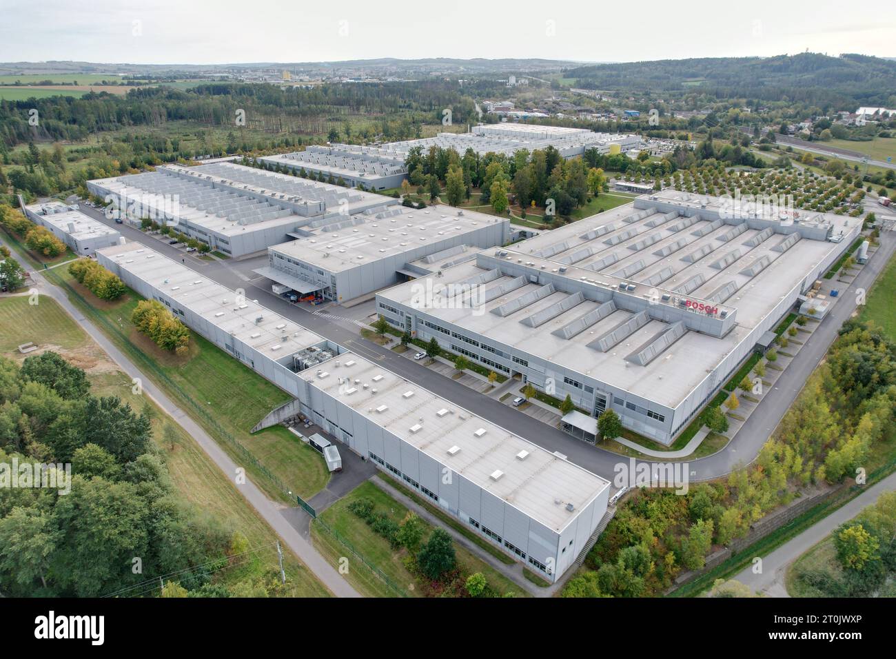 Jihlava, repubblica Ceca - 12 settembre 2023: Logo di BOSCH diesel Jihlava, stabilimento di produzione per iniettori common rail, fabbrica Pavov, repubblica Ceca Foto Stock