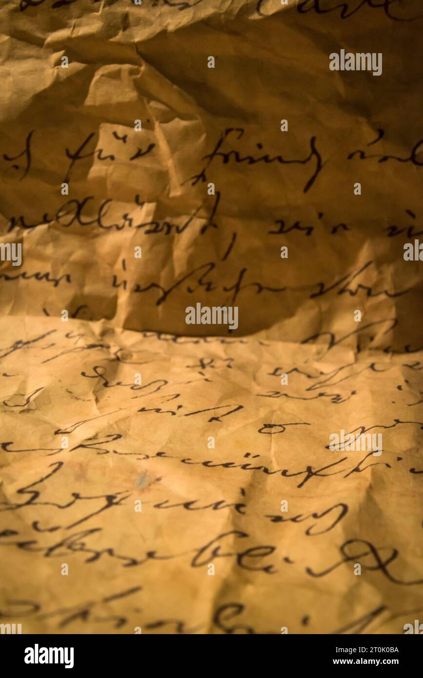 Dettaglio della lettera di Composer, Museo Beethoven di Heiligenstadt, Vienna, Austria Foto Stock