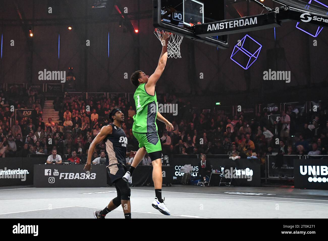 Amsterdam, Paesi Bassi. 6 ottobre 2023. Olusheyi Adetunji (Utrecht) durante il 3x3 World Tour Amsterdam Masters 2023 match tra Utrecht e Miami a Gashouder il 6 ottobre 2023 ad Amsterdam, Paesi Bassi Credit: Orange Pics BV/Alamy Live News Foto Stock