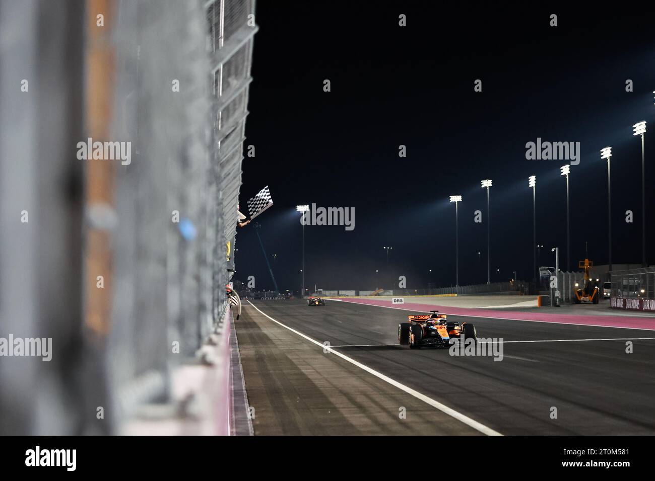 Doha, Qatar. 7 ottobre 2023. Il pilota australiano della McLaren Oscar Piastri gareggia durante il Gran Premio di Formula uno Qatar Sprint tenutosi a Doha, in Qatar, il 7 ottobre 2023. Crediti: Qian Jun/Xinhua/Alamy Live News Foto Stock