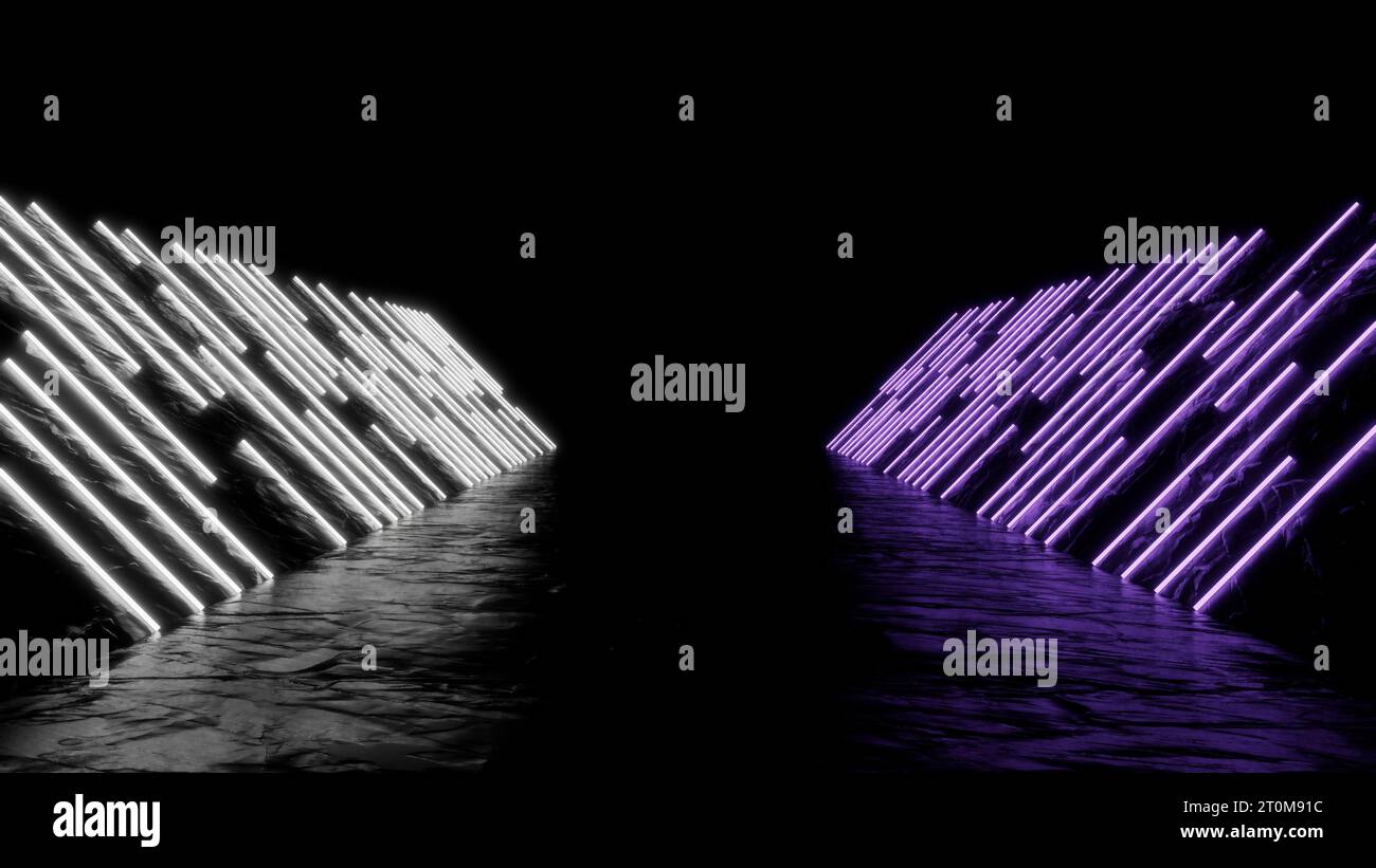 Sfondo linea astratta con colore neon. Rappresentazione 3D dell'illustrazione Foto Stock