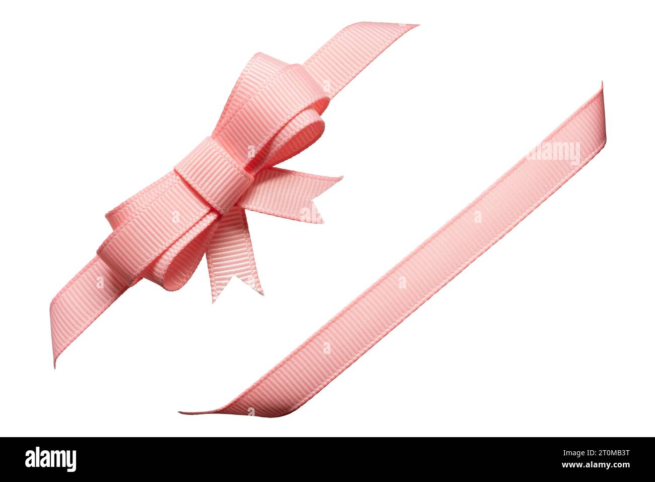 Fiocco a nastro rosa per la decorazione della confezione regalo su sfondo bianco con percorso di ritaglio Foto Stock