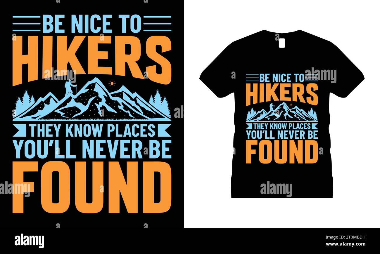 Maglietta da trekking divertente Adventure Design Vector e Mountain Graphic per regali uomo e donna Illustrazione Vettoriale