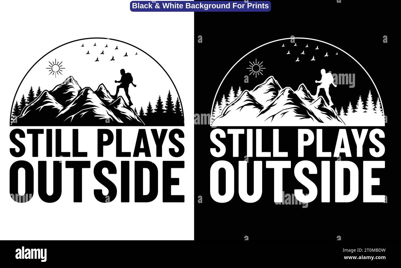 Maglietta da trekking divertente Adventure Design Vector e Mountain Graphic per regali uomo e donna Illustrazione Vettoriale