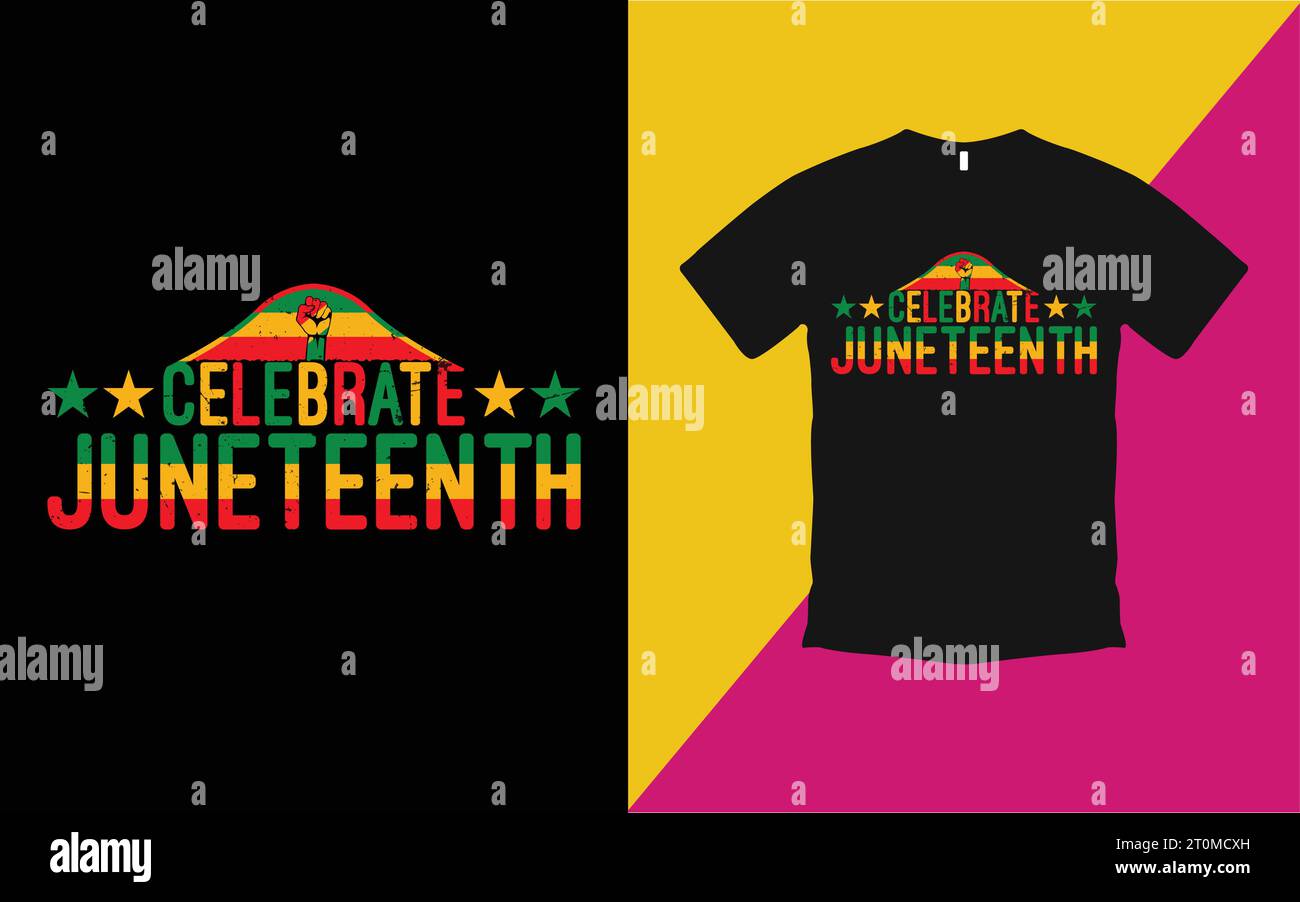 Maglietta Independence Juneteenth e maglia nera uomo donna bambino Illustrazione Vettoriale