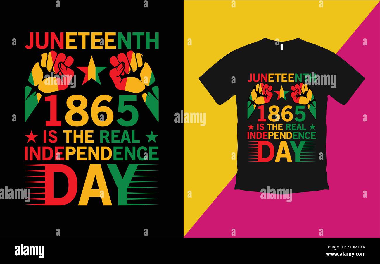 Maglietta Independence Juneteenth e maglia nera uomo donna bambino Illustrazione Vettoriale