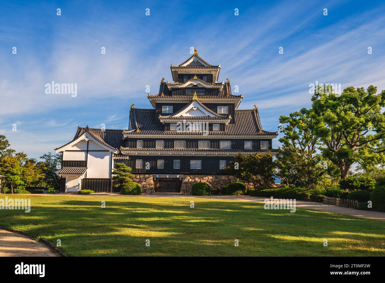 Torre Donjon del castello di Okayama, detto Ujo o castello di corvo, a okayama, in giappone Foto Stock