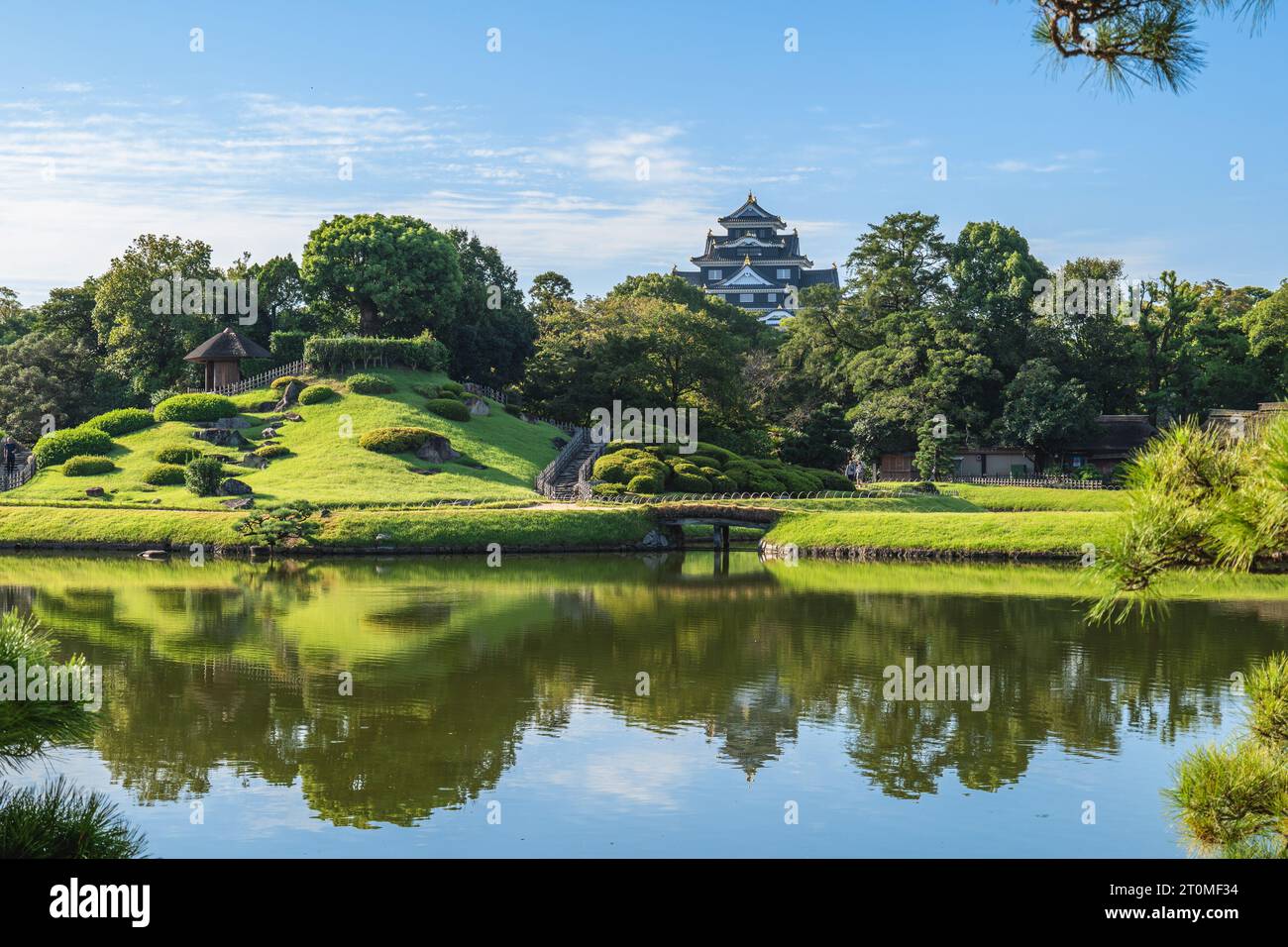 Korakuen, uno dei tre grandi Giardini del Giappone situato nella città di Okayama Foto Stock