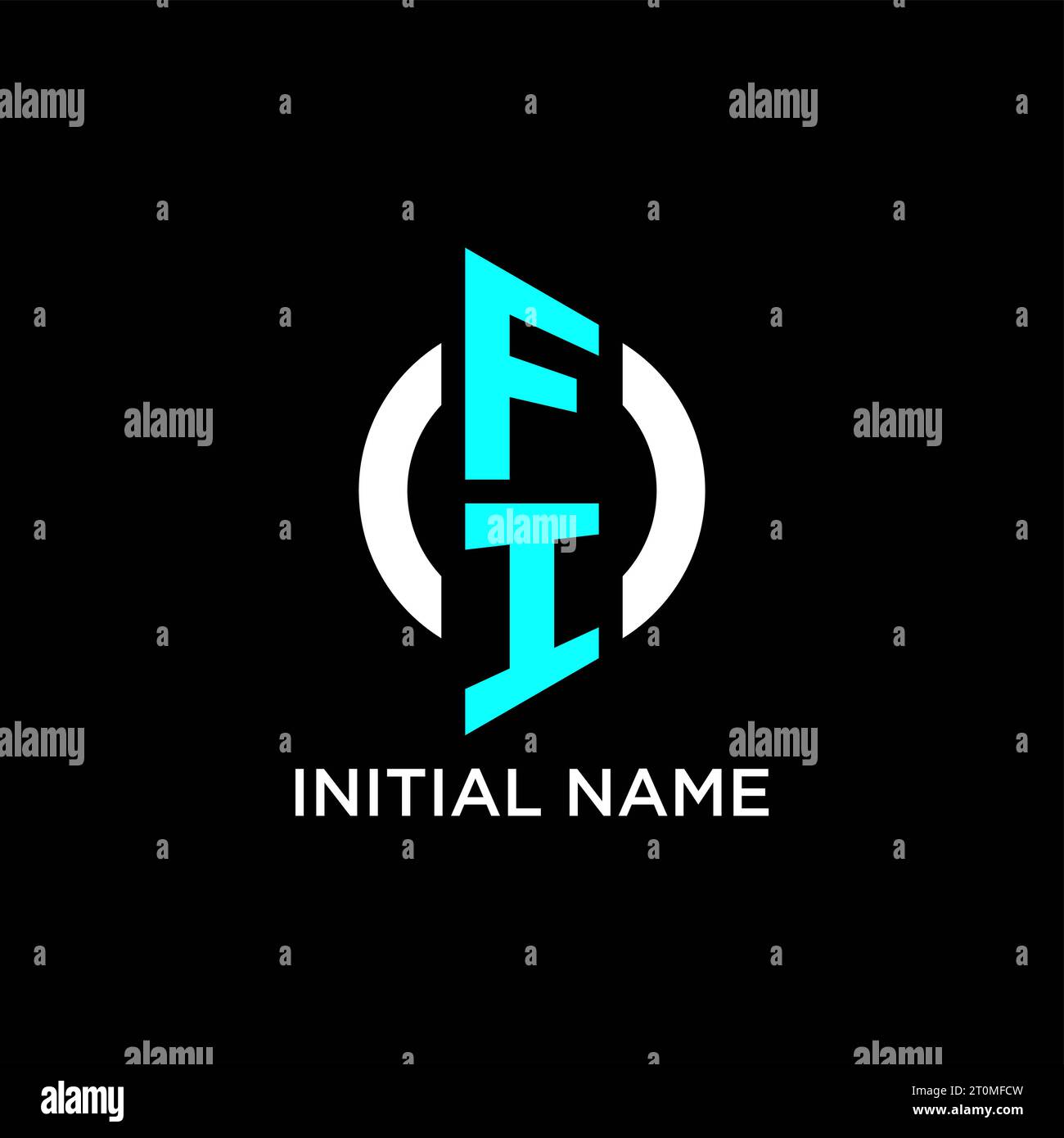 Idee per il design del logo con monogramma FI Circle Illustrazione Vettoriale