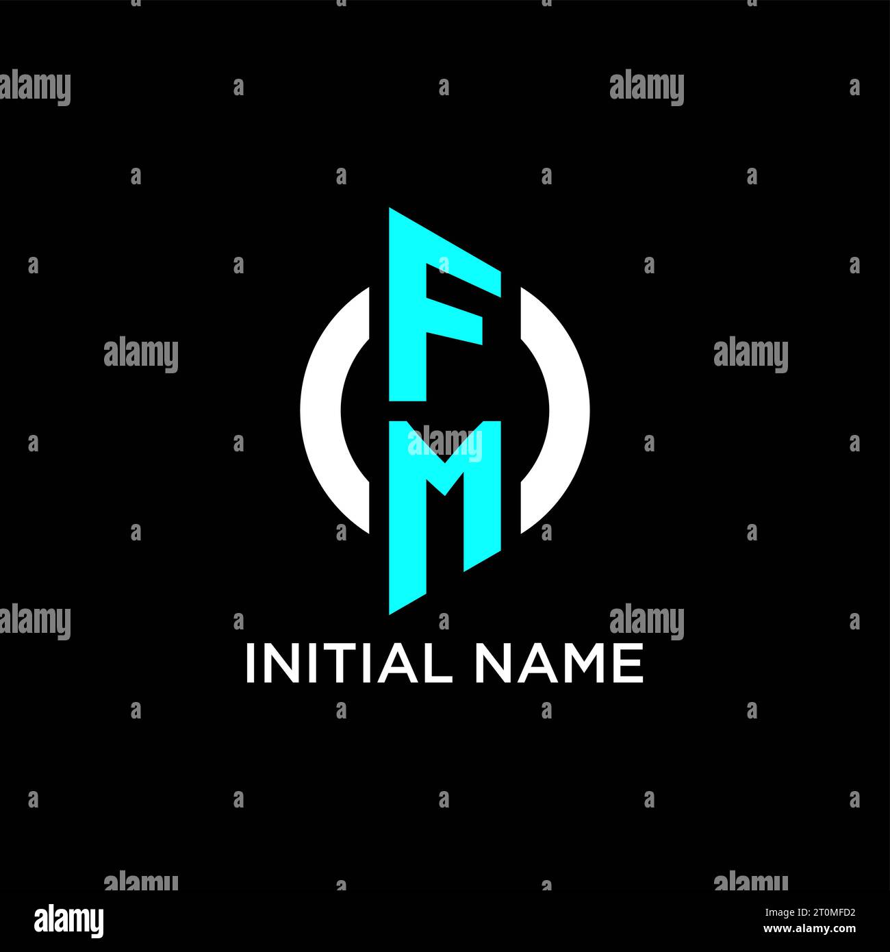 Idee per il design del logo del monogramma FM Circle Illustrazione Vettoriale