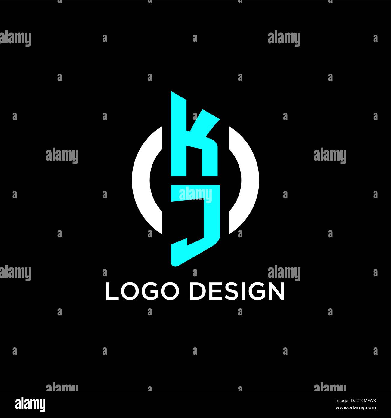Idee per il design del logo con monogramma KJ Circle Illustrazione Vettoriale