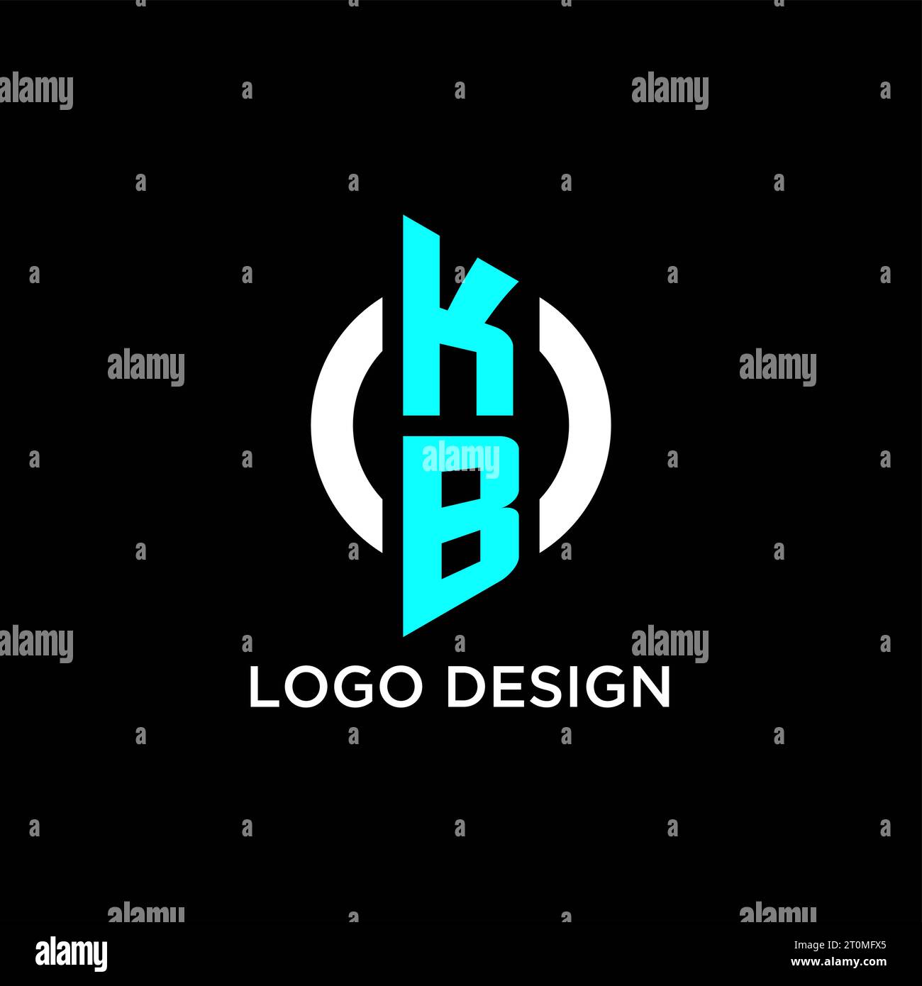 Idee di design del logo con monogramma circolare KB Illustrazione Vettoriale