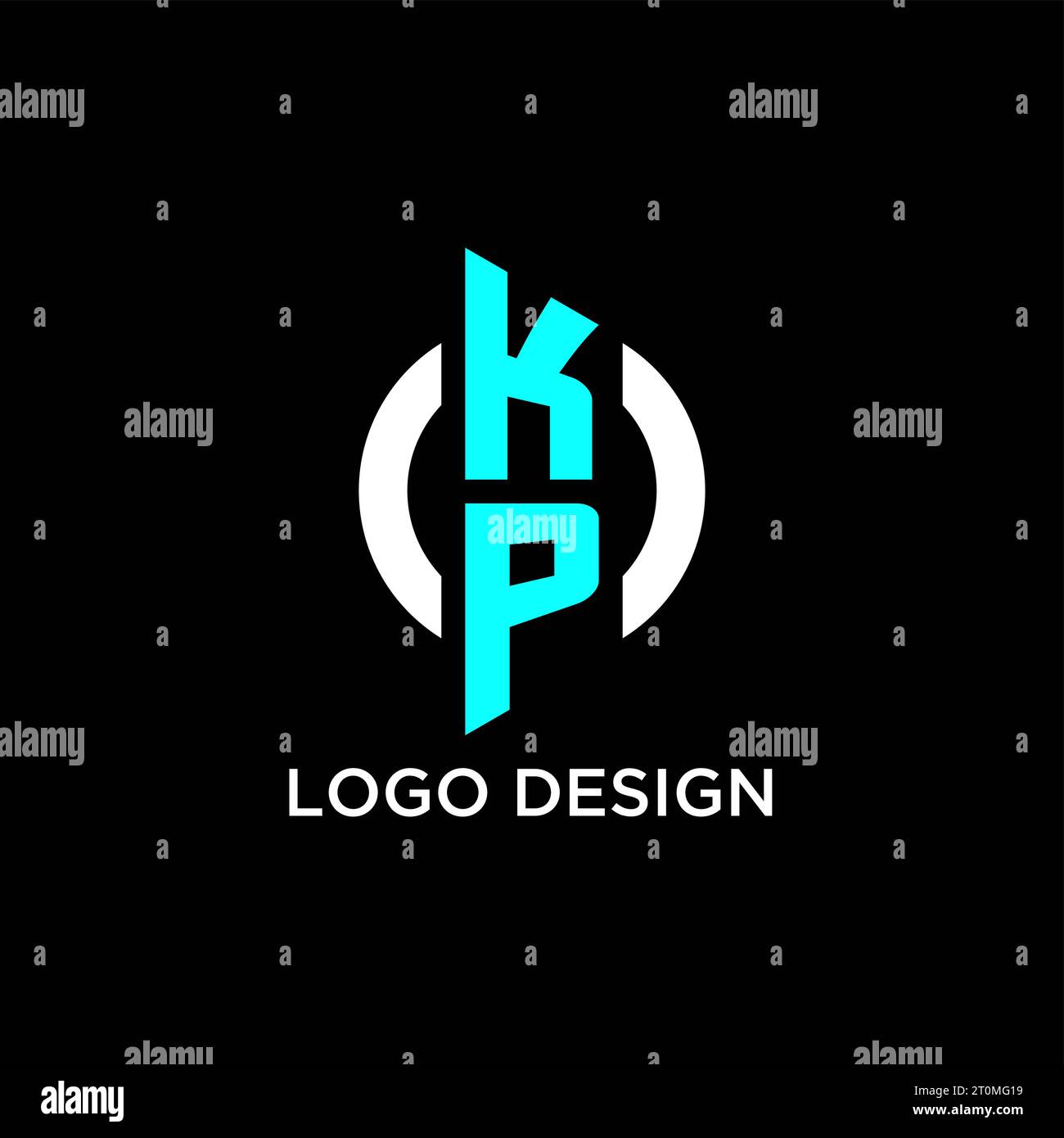 Idee per il design del logo del monogramma KP Circle Illustrazione Vettoriale